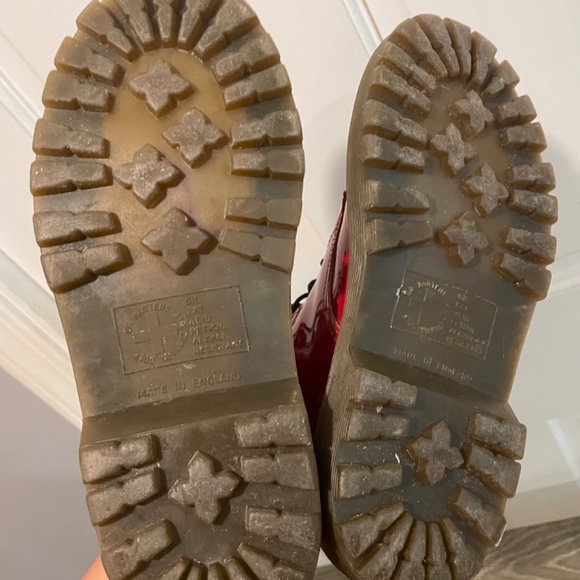 Dr Martens Girls 2UK 3US Patent Red Leather Air Wair England Vintage Booties - Picture 4 of 5